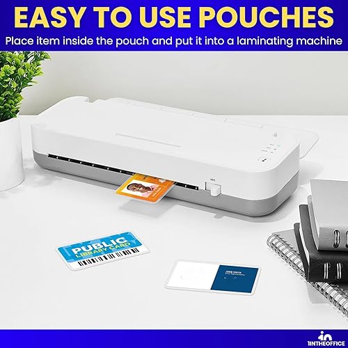 Miniatura 7 de 1InTheOffice Bolsas de laminación para tarjetas de visita, bolsa de laminación de 5 mil, hojas de laminación de plástico, 2.25 pulgadas de ancho x