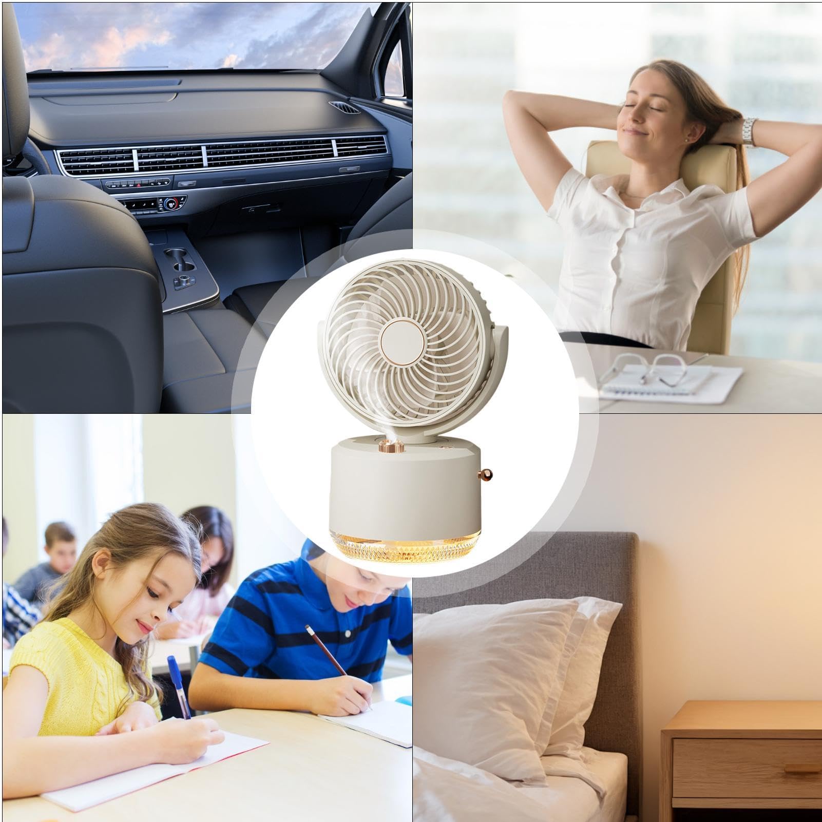 Fog - Ventilateur de brume - Batterie rechargeable - Léger et multifonction - Pour les voyages - Ventilateur portable - Ventilateur portable - Lampe de ventilateur à batterie rechargeable
