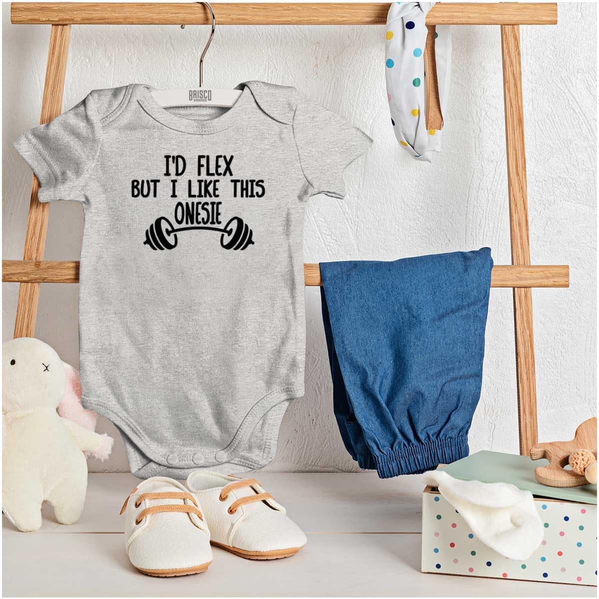 Brisco Brands I'd Flex But I Like This One Piece Baby Bodysuit Jumper Boys