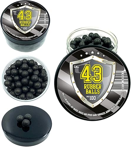 Rubber Balls 100 bolas de pintura Hard Rubber Balls de calibre 43, bolas de proyectiles reutilizables para pistolas de defensa doméstica y