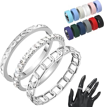 YWXTW Ring Cover for Oura and 14K Gold-Plated Oura Stacking Rings Silver