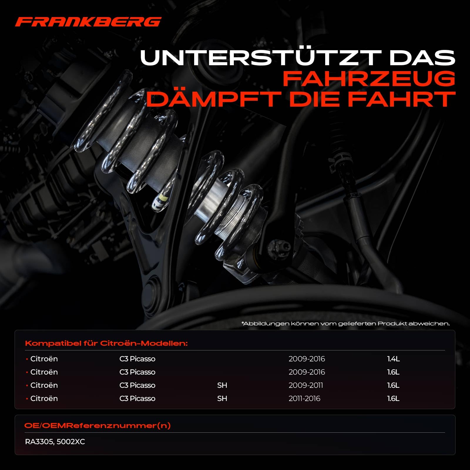 Frankberg 2x Federn Fahrwerksfeder Vorderachse Kompatibel mit C3 Picasso 1.4L 1.6L 2009-2016 C3 Picasso SH 1.6L 2009-2016 Replace# 5002XC