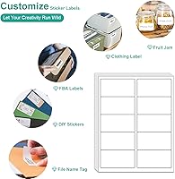 Vista 5 de MFLABEL 2x4 Shipping Labels - 25 Sheets (250 Labels) for Laser & Inkjet Printers, 10-UP FBA Address Stickers, Matte White Self-Adhesive Mailing