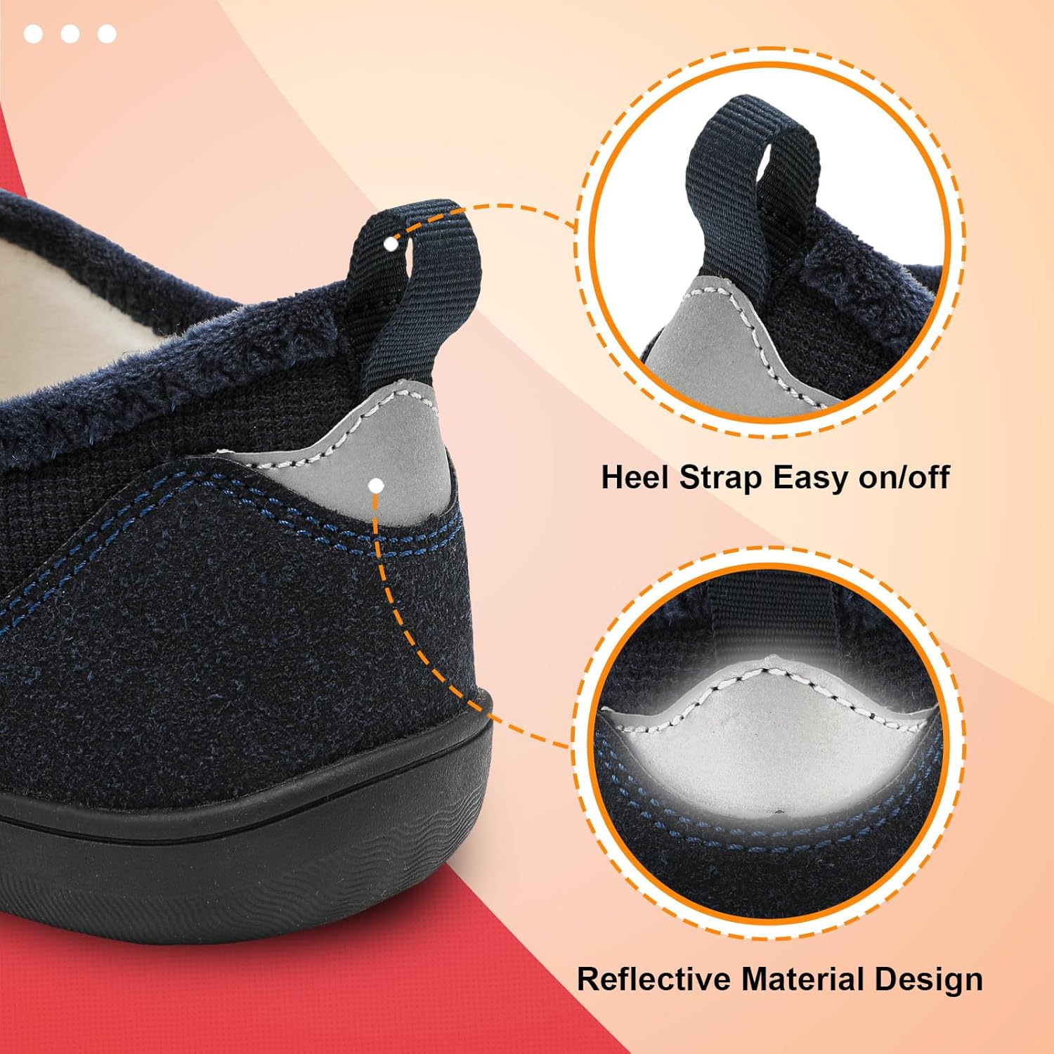 LeIsfIt Mens Slippers Wide House Shoes Adjustable Diabetic Shoes Non-slip Arthritis Swollen House Slippers Indoor Outdoor Slipper Shoe - Image 4