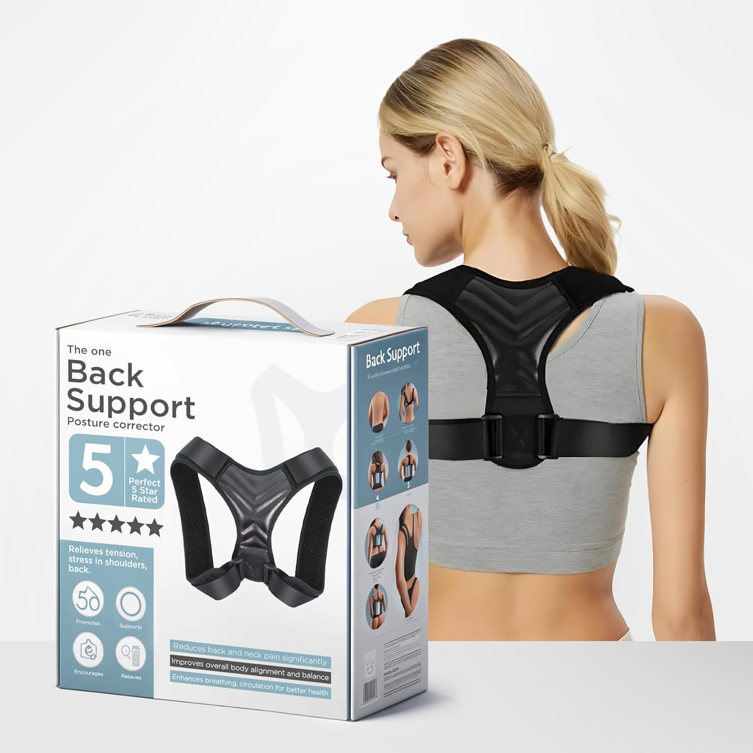 Posture Corrector For Men And Women, Universal Fit Adjustable Upper Back Brace, Comfortable Breathable Back Supporter, Shoulder Neck Pain Relief, Hunchback Hump Correction