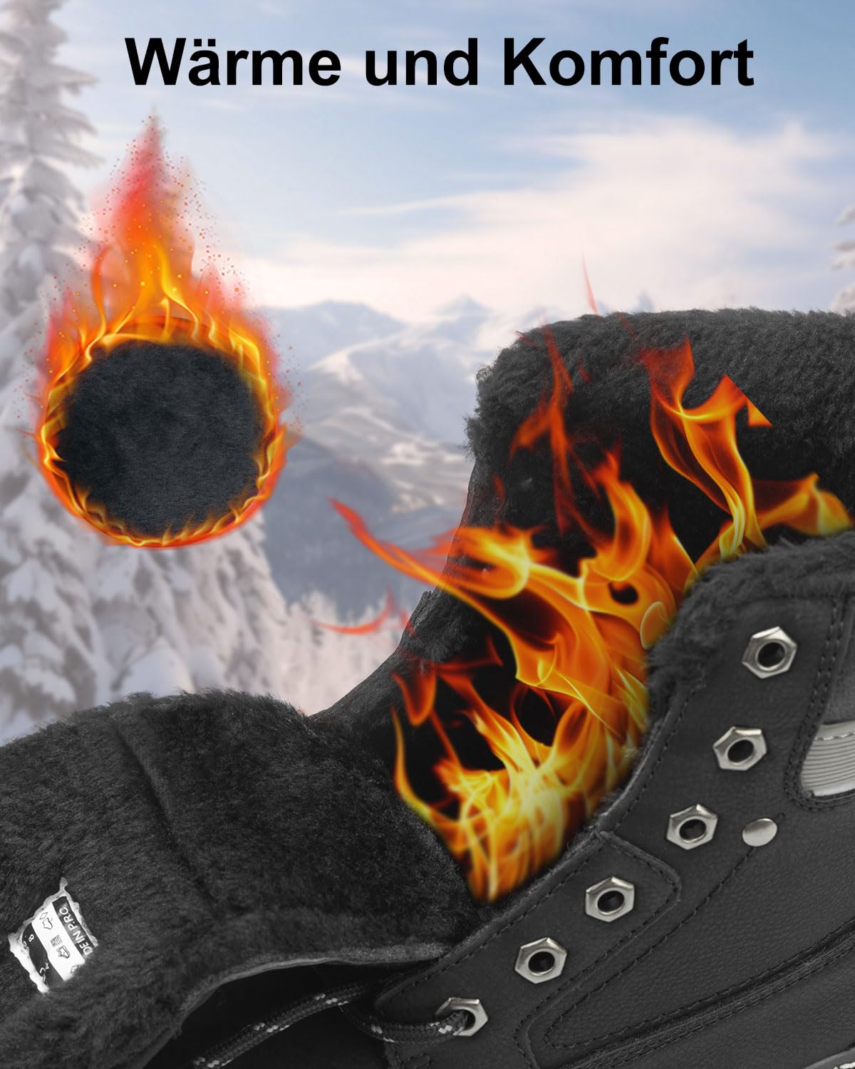 LANGDU Winterstiefel Herren Winterschuhe Schneestiefel Rutschfest Warm Wanderstiefel 41-46EU
