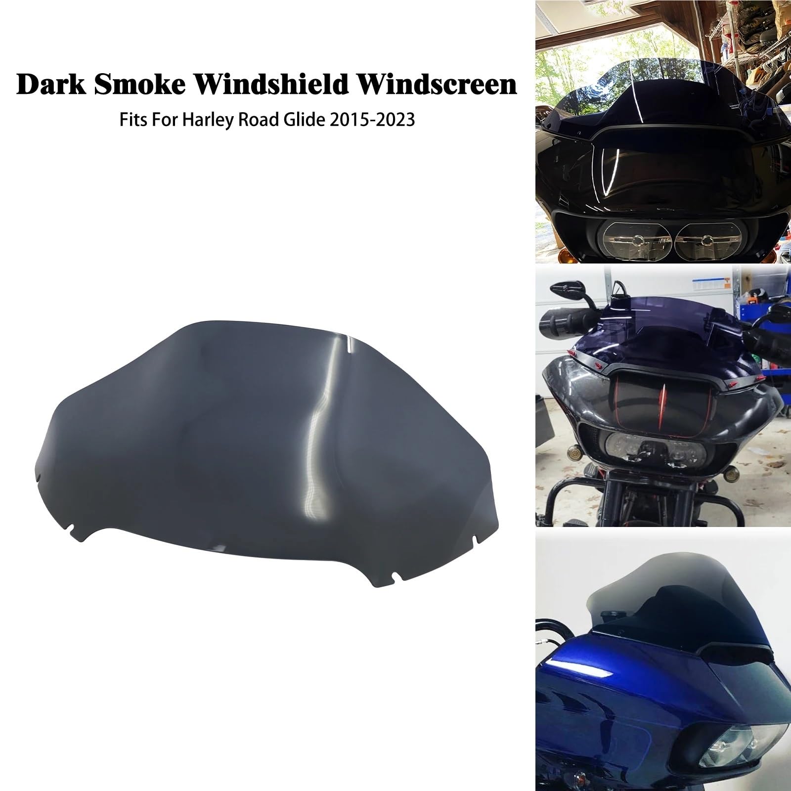 Deflektor motocykla,powietrzadeflektor Osłona owiewki motocyklowej 13'' pasująca do Harley Touring Road Glide Special Ultra CVO FLTRX FLTRK FLTRU 2015-2024(Windshield B)