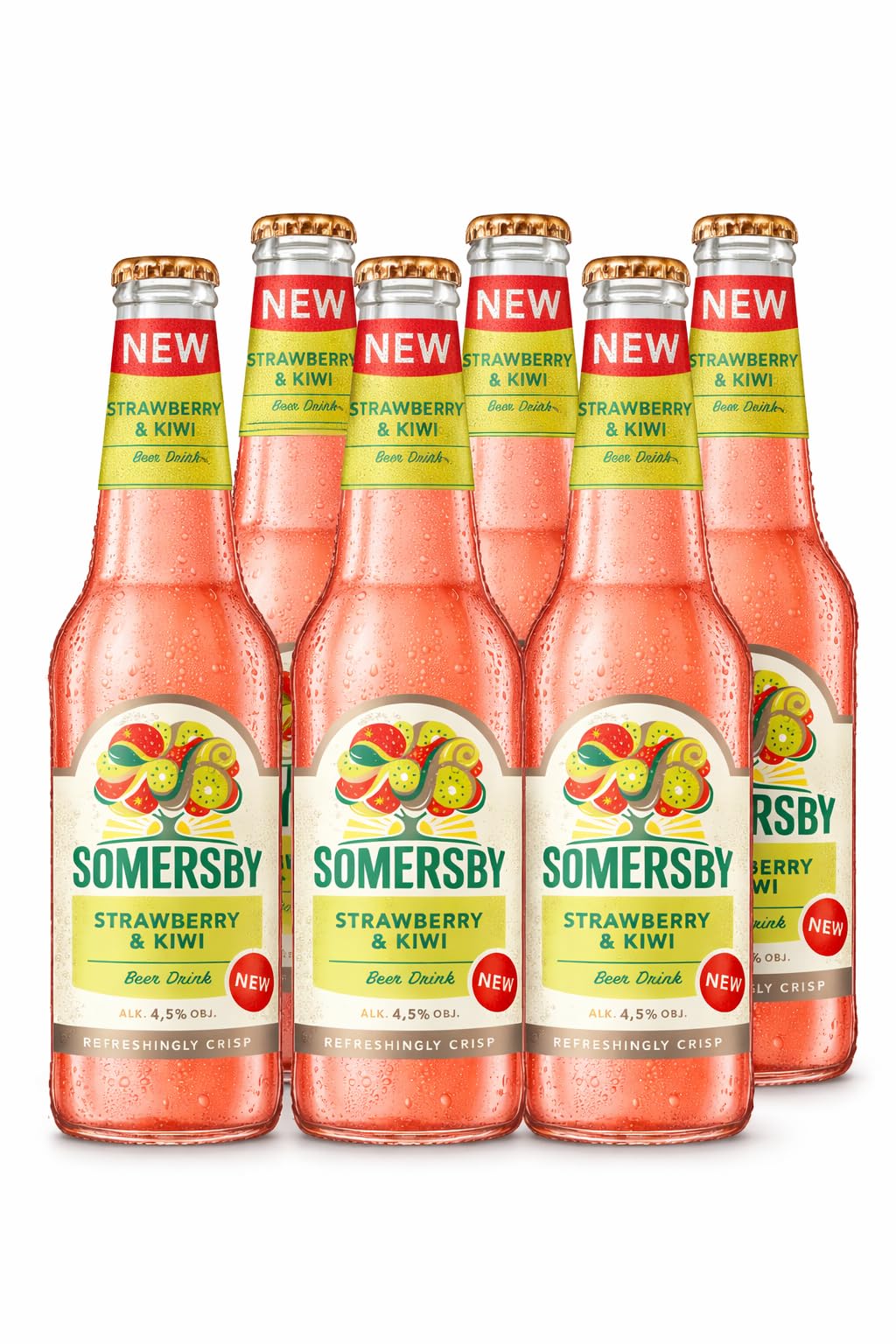Somersby Strawberry & Kiwi Biermischgetränk, 4,5% Vol, 6 x 0,4 l Flaschen, Erdbeere & Kiwi, Ready to Drink
