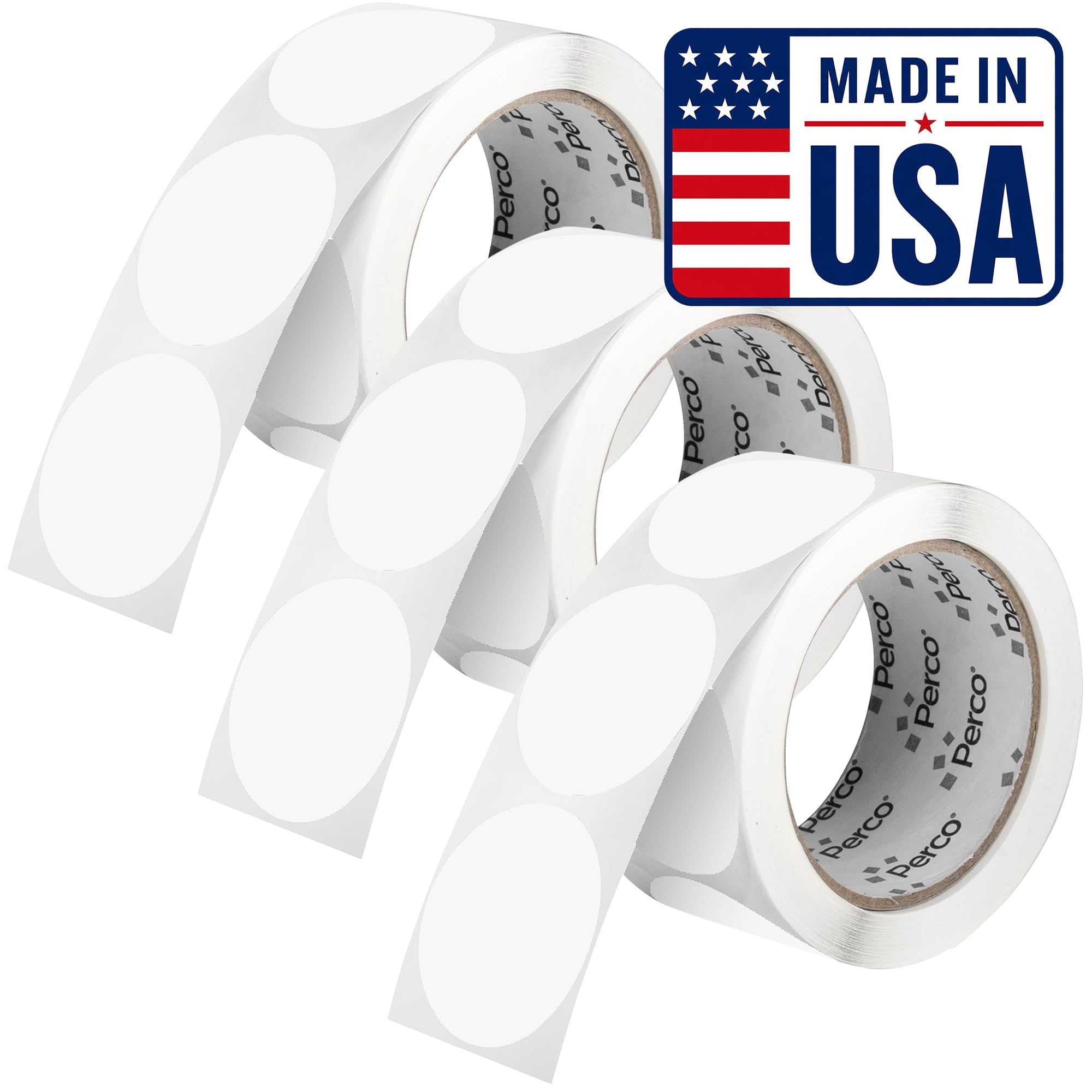 Perco Clear Perforated Round Circle Dot Sticker 2-Inch Labels - 3 Rolls, 1,500 Stickers - Barcode Protection, Product Information Overlays, and Clear Packaging, Strong Adhesive - Made in USA