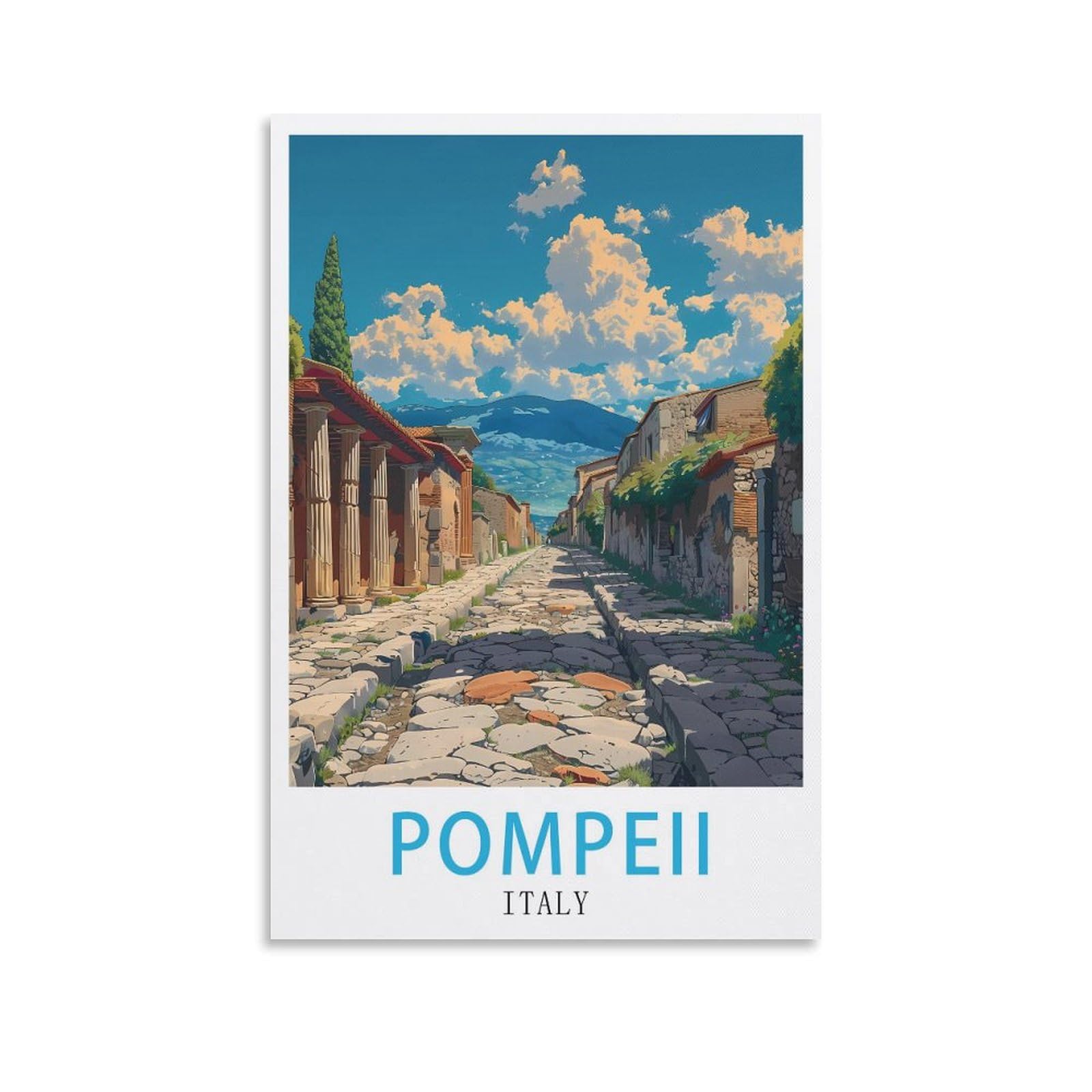 Lolwnni Unframe-Style Italy Pompeii Vintage Travel Posters 12X18inch(30X45cm) Canvas Wall Art Print Picture Paintings For Living Room Bedroom Decor
