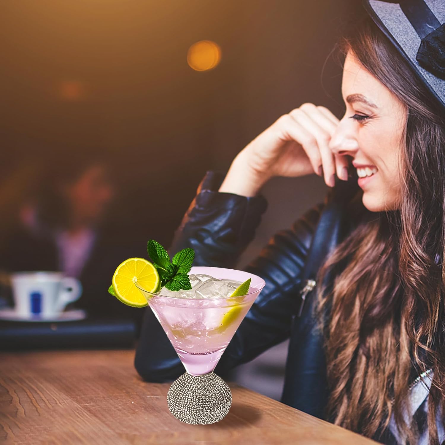 Martini Glasses Set of 4,Stemless Margarita Glasses,Unbreakable Crystal Fancy Cocktail Glasses,10 Oz Bar Glass,for Party,Birthday,Manhattan, Cosmopolitan, Home Bargifts Women (Silver Pink) - Image 5