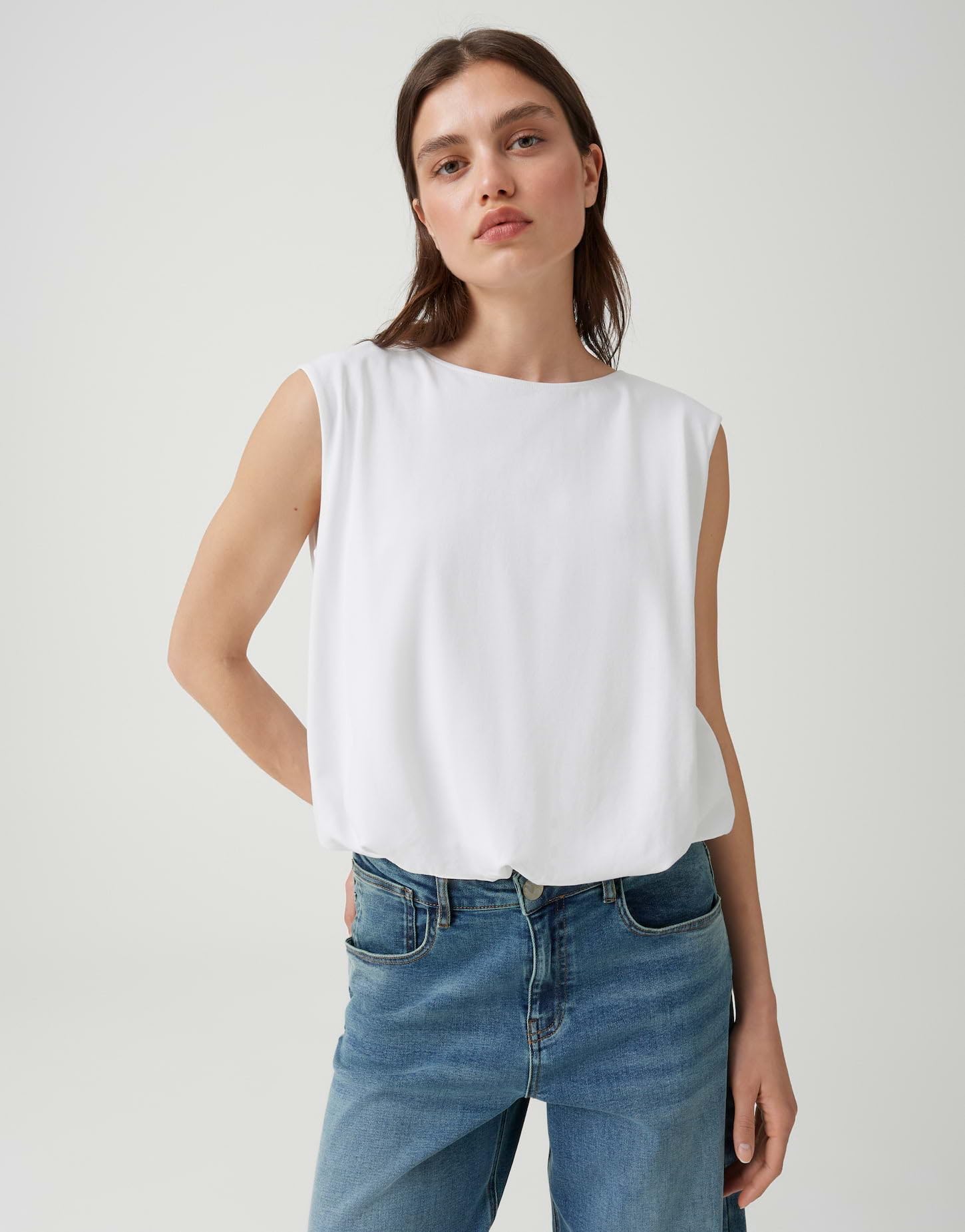 OPUS Damen Top | Jerseytop mit Ballonsaum aus BCI Cotton Regular Fit