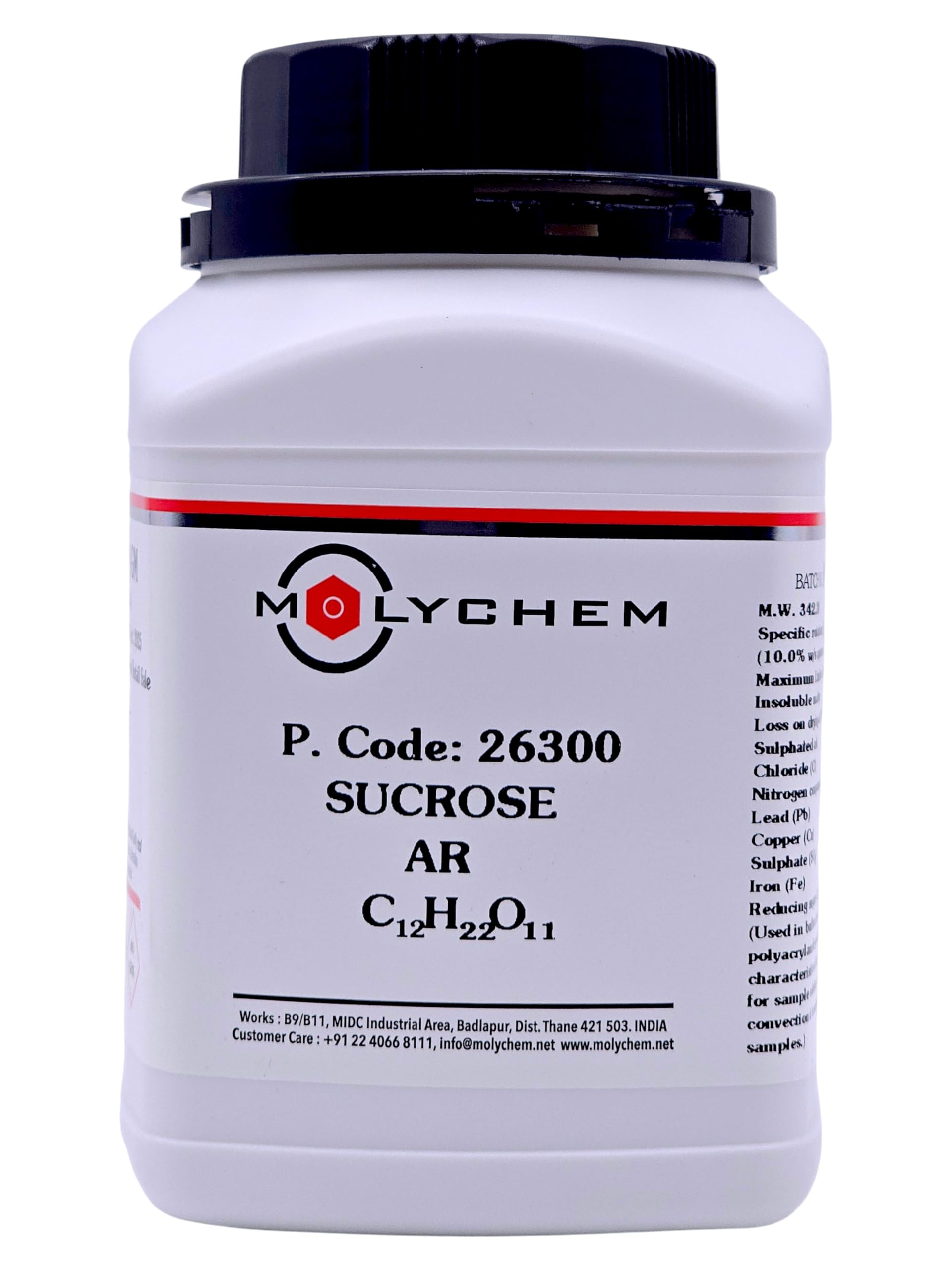 MOLYCHEM Sucrose AR Grade 500GMS,CAS: 57-50-1, Molecular Formula: C12H22O11, Molecular Weight: 342.30,-picture-18