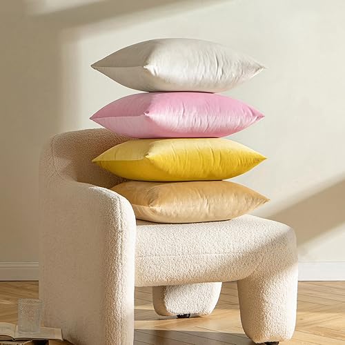 Miniatura 5 de ANRODUO - Juego de 2 fundas de almohada de terciopelo, suaves, decorativas, cuadradas o rectangulares, lisas, acogedoras, modernas, de decoración