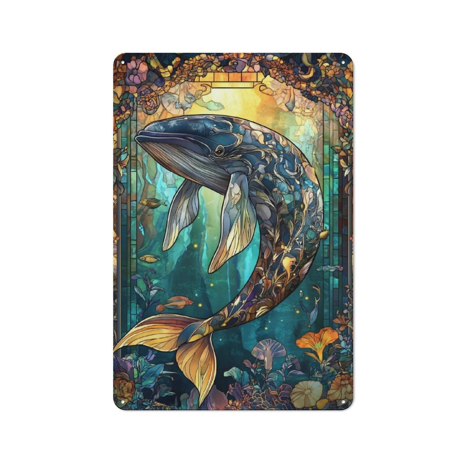 Junmoney Whale Tin Sign 30X20cm With For Workshop Wall, Vintage Decor, For Metal Sign Collectors, For Garage And Workshop Walls