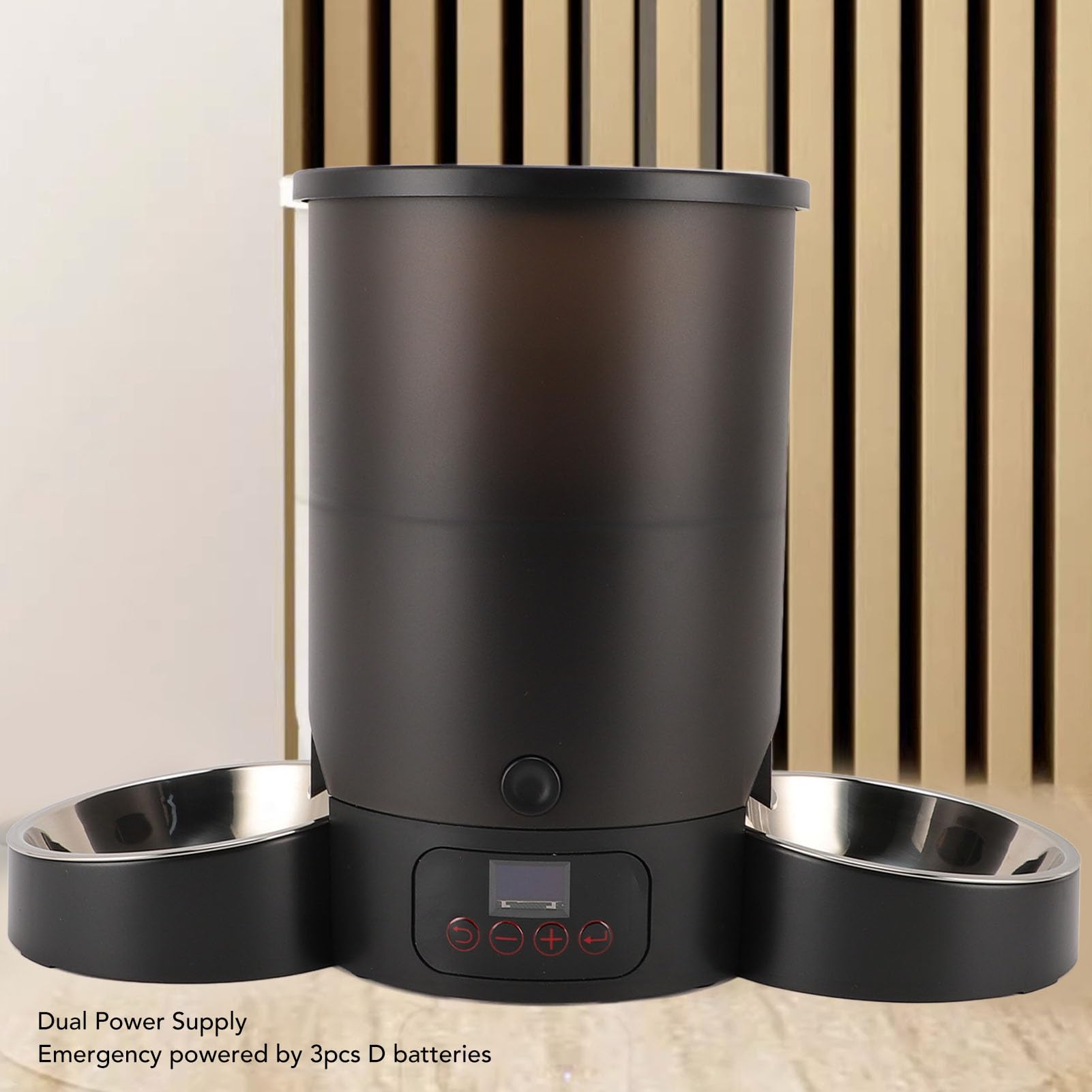 Generic Comedero Automático para Perros, Dispensador Automático de Comida para Gatos de Doble Alimentación para Mascotas, Perros y Gatos (Cuenco Doble Negro)