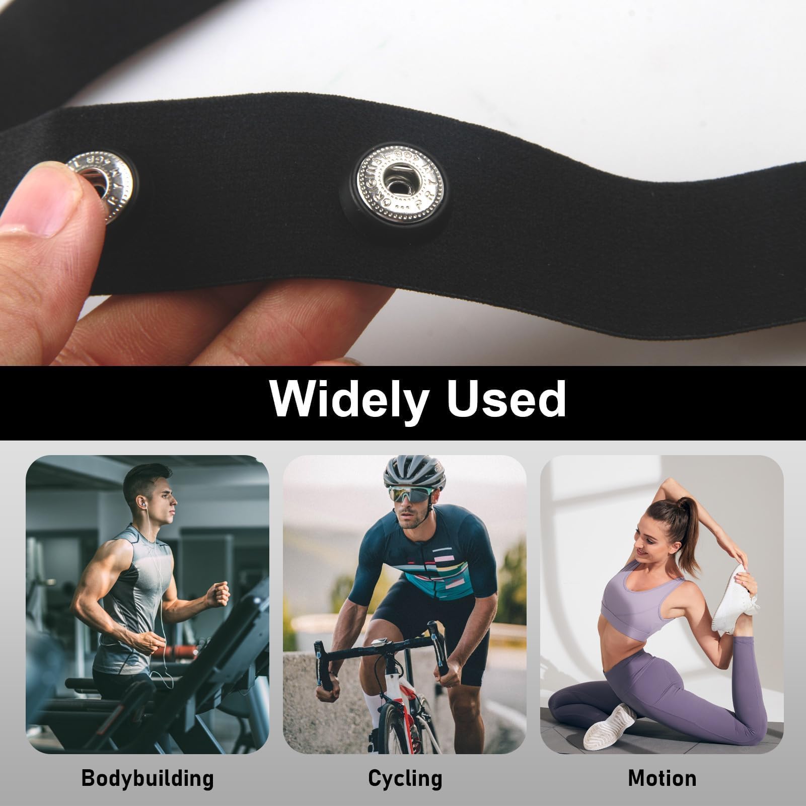 Onlyesh Ceinture Cardio Ceinture De Remplacement Elastique Sangle De Poitrine Pour Garmin, Wahoo Sport Moniteur De Fréquence Cardiaque (Gris