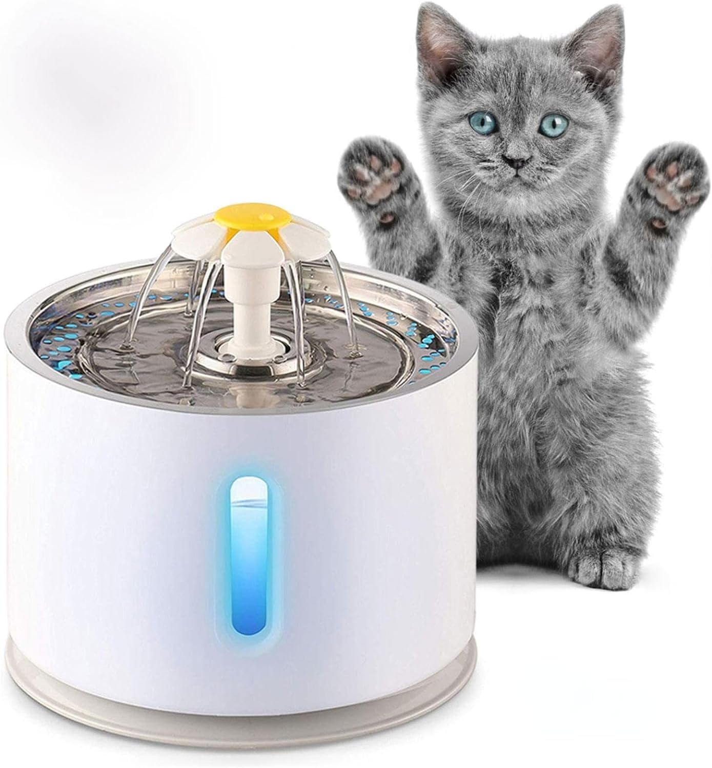 Fuente de Agua para Gatos 2.4L con LED y Filtro