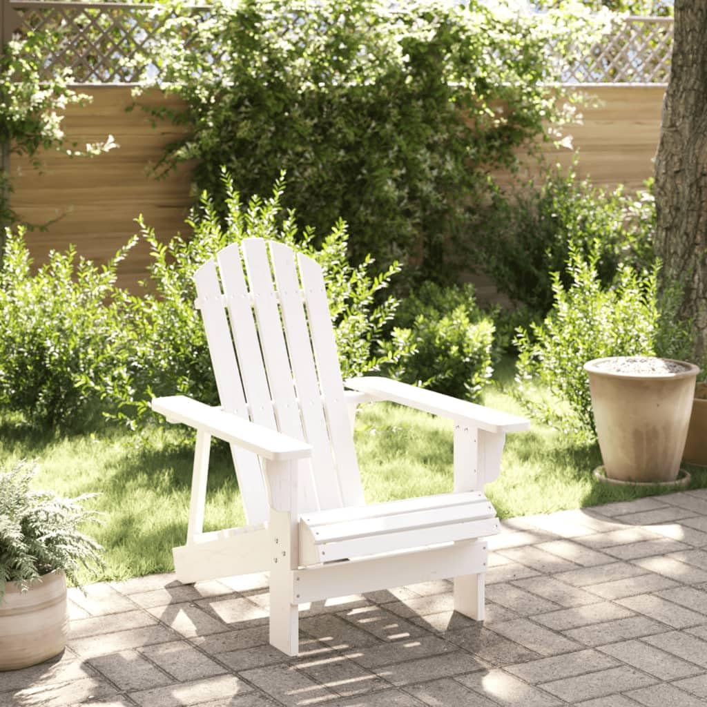 vidaXL Silla Adirondack Madera Maciza de Abeto Blanco 69x85x90,5 cm