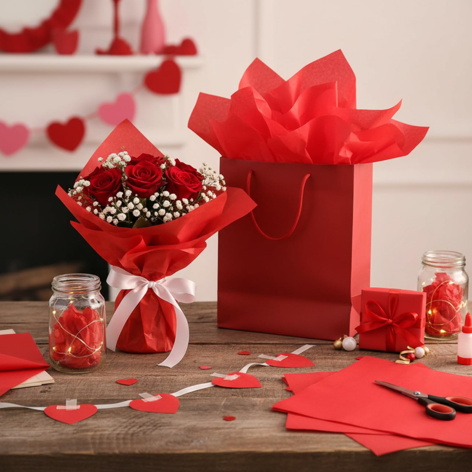 Qilery Lot de 500 feuilles de papier de soie sans acide – Papier de soie sans acide – Papier de soie décoratif à motif floral pour anniversaire, fête des mères, remise de diplôme, mariage, cadeau de