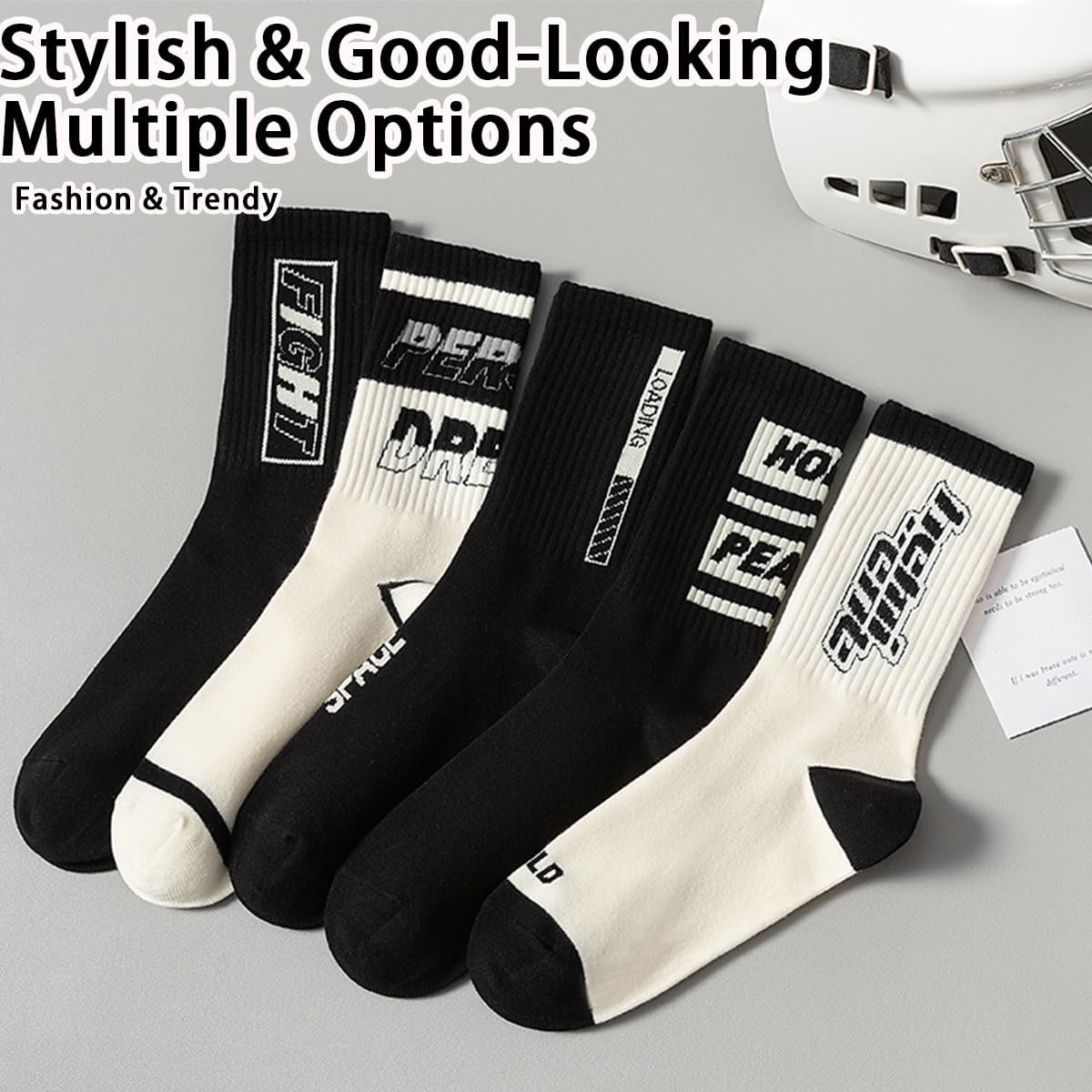 6 Pairs Men's Trendy Mid-Calf Socks - Breathable Cotton for Spring & Autumn, Comfort Fit, Casual Style