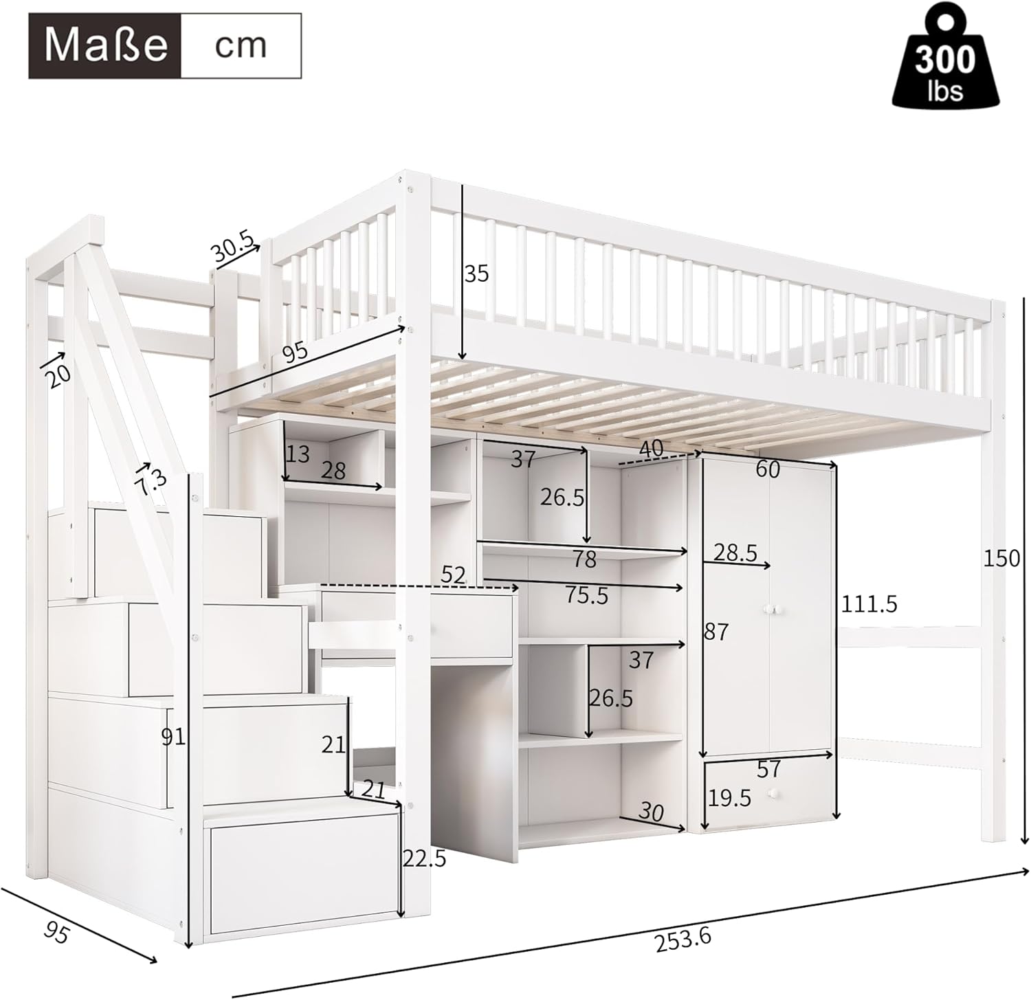 Close-up of the Merax Loft Bed's guardrail opening for easy access
