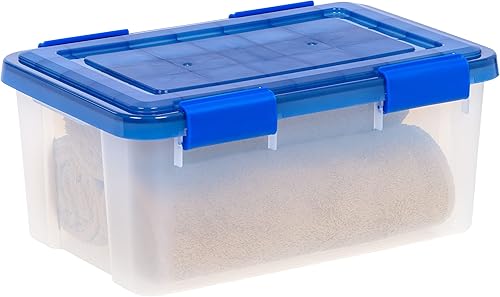 Miniatura 6 de IRIS USA - Paquete de 5 contenedores herméticos de plástico de 19 cuartos de galón con tapa, sello y hebillas de cierre seguro