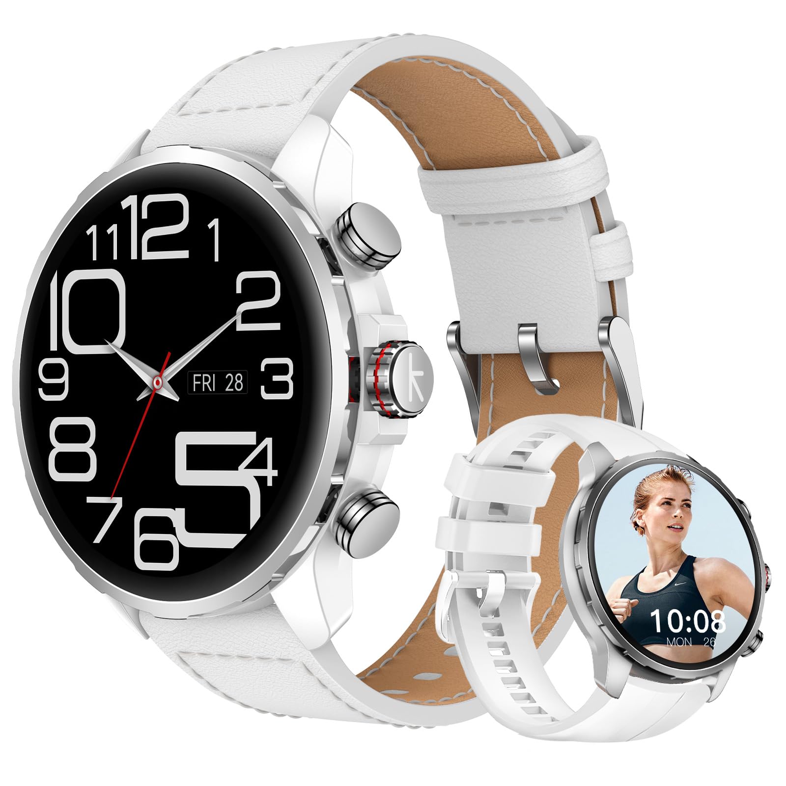 Front view of Kieslect KR Ultra 3 Smartwatch displaying time and date