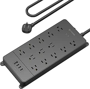 TROND Surge Protector Power Strip 5ft Cord, 4000J, 4 USB, ETL Listed, Black