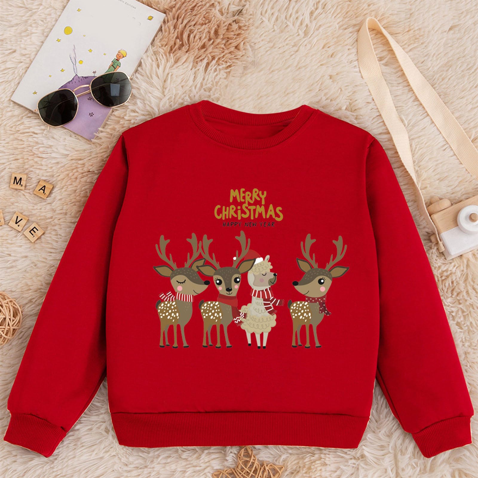 Générique Bebe Noel Vetement, Déguisement Noel Garçon Fille Sweat-Shirt Enfant Fille Printemps Automne Hiver avec Imprimé Noël Moche Pulls De Noel Veste d'hiver Enfant Déguisement Noel Garçon Fille