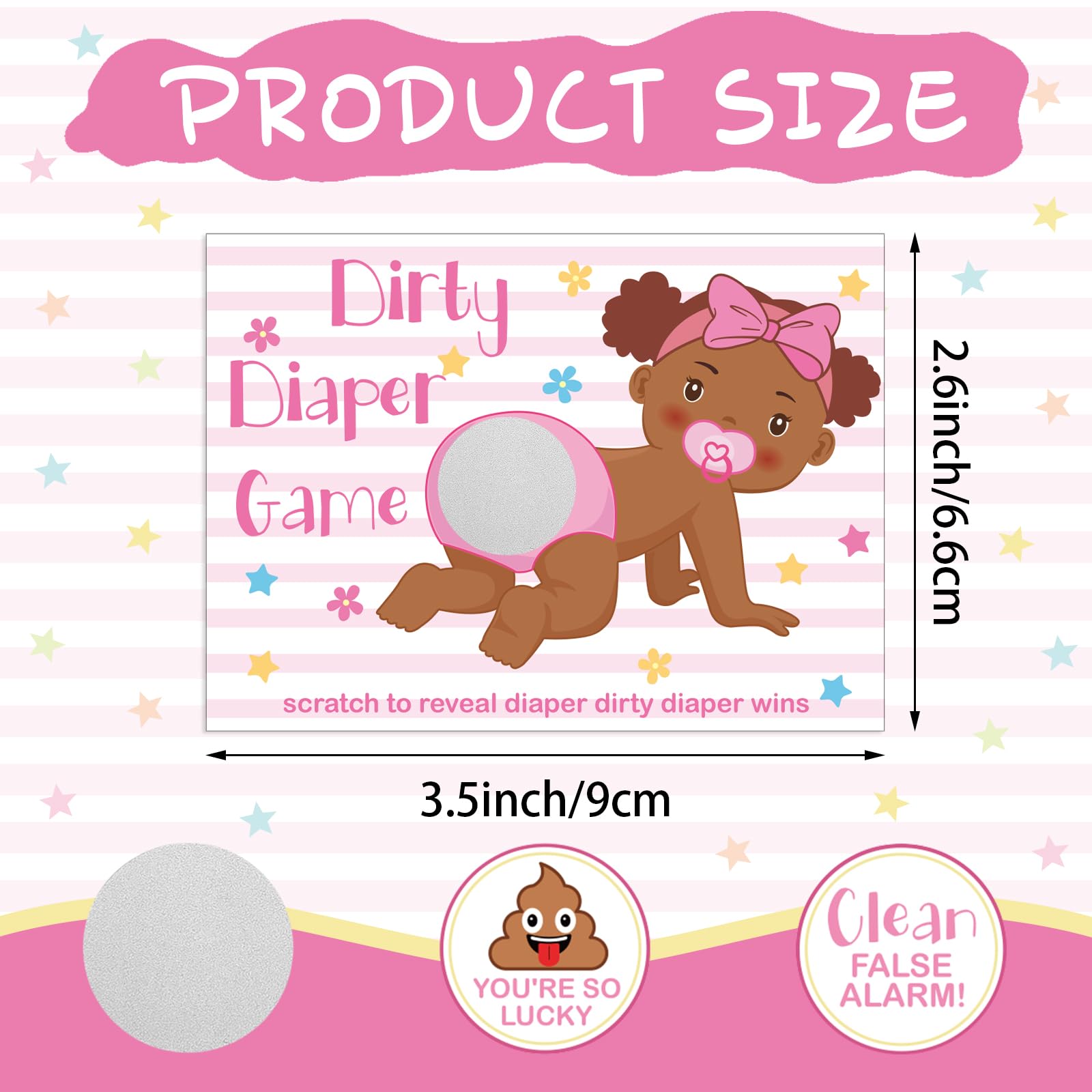 Geyee 60 Pieces Baby Shower Scratch off Game Funny Raffle Cards Baby Shower Party Games Decorations Cute Activity for Activity and Idea for Boy Girl(Rose Pink)