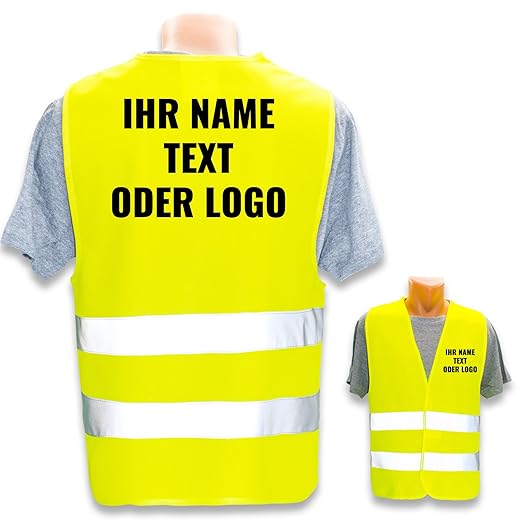 Individuelle Warnweste mit persönlichem Aufdruck