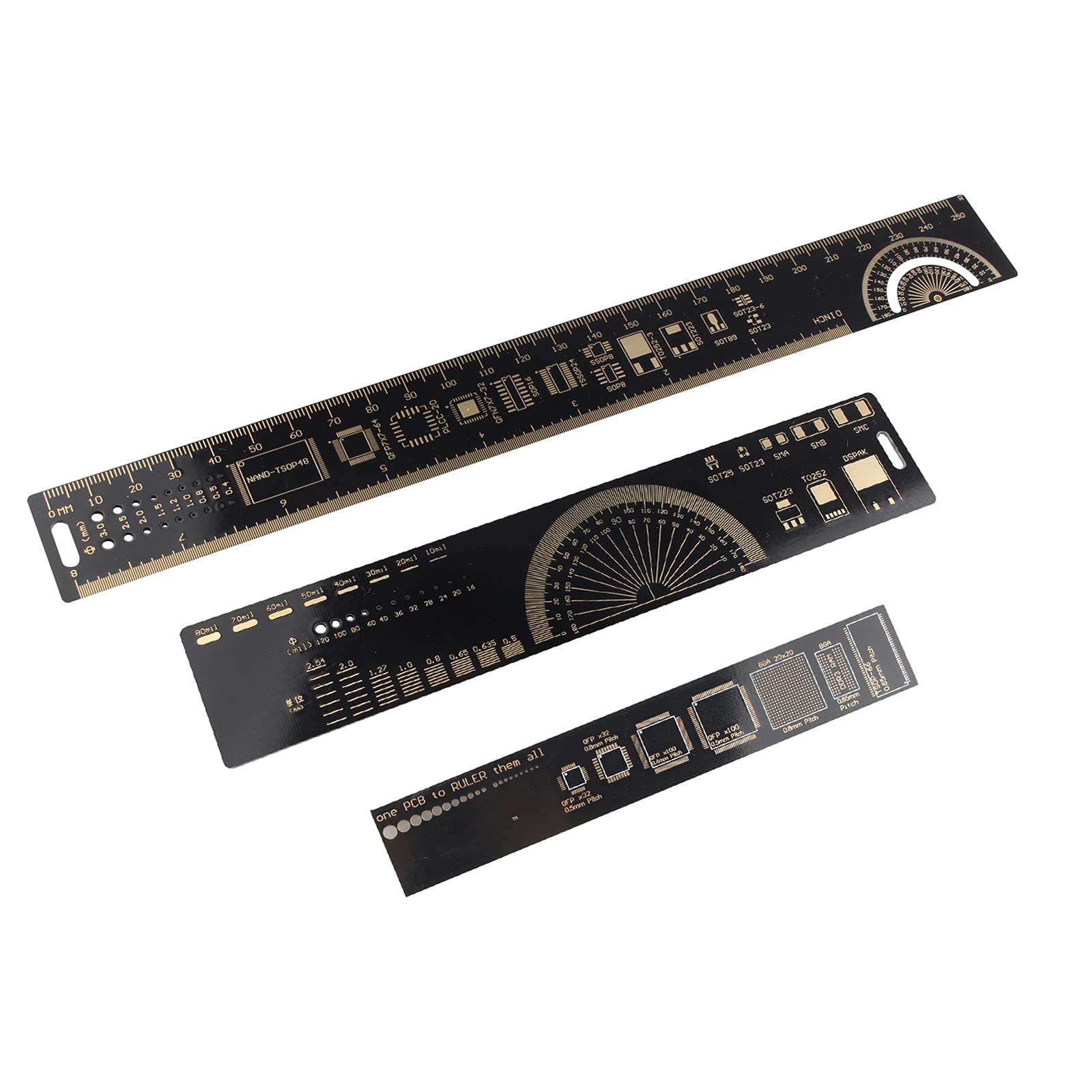 3PCS PCB Ruler 25cm 20cm 15cm 6.3/7.87/10.23 inch PCB Printed Circuit Board Ruler Multifunctional PCB Ruler Measuring Tool Capacitor IC DIY Kit for Arduino Electronic Engineers Makers