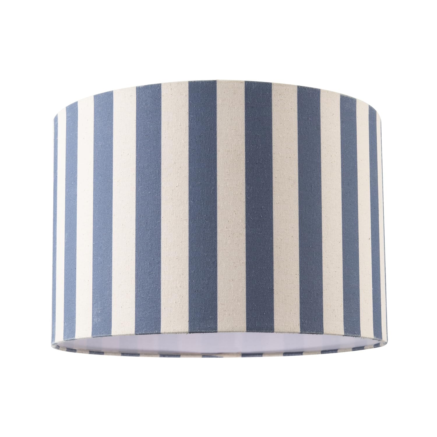 Happy Homewares Blue Modern Amparo And Oatmeal Linen Striped Drum Lamp Shade With Off-White Fabric Inner Lining| 30Cm X 20Cm | For Ceiling Pendant Or Lamp By