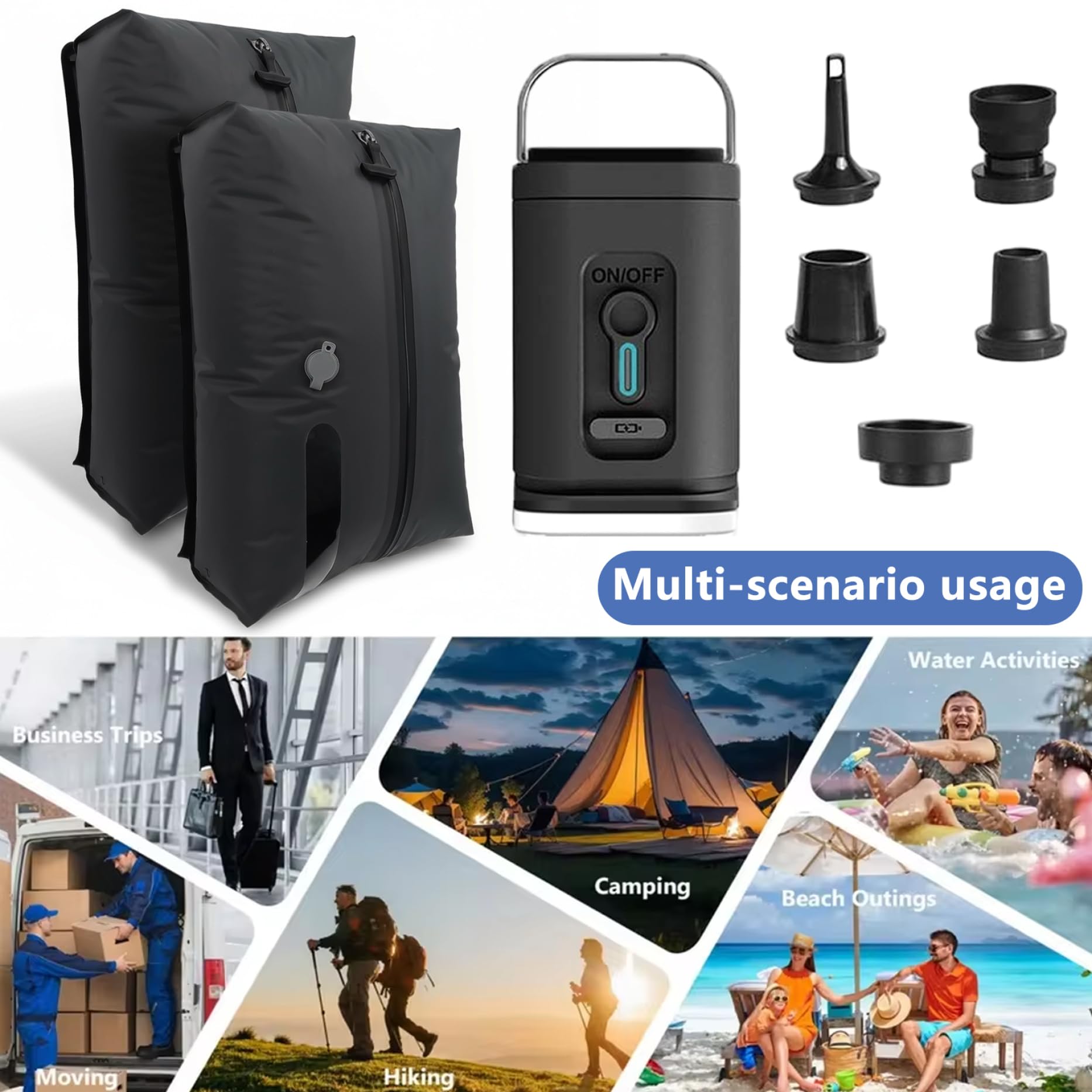 Sacchetti sottovuoto da viaggio per bagagli, sacchetti a compressione da viaggio da 17 litri con fondo piatto e finestra, confezione da 2 salvaspazio per bagagli, valigia e zaino per l'organizzazi