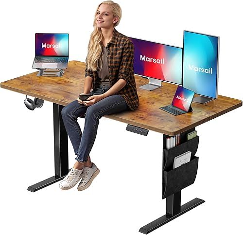 Vista 67 de Marsail Escritorio de pie, escritorio de altura ajustable para oficina en casa, escritorio de pie, escritorio de 63 x 24 pulgadas, escritorio