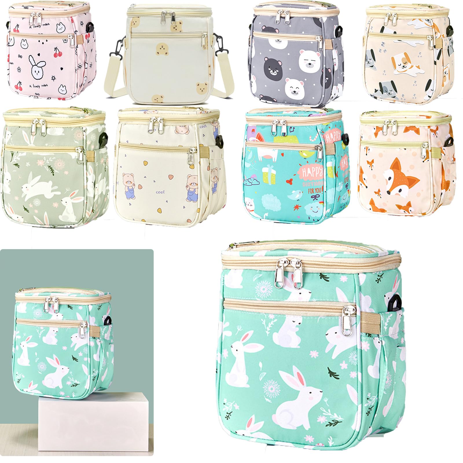 Boxonly Kids Bicycle Basket - Beige Bear Bike Handlebar Bag Organizer, 8" x 5" Front Decoration Accessory for Girls & Boys