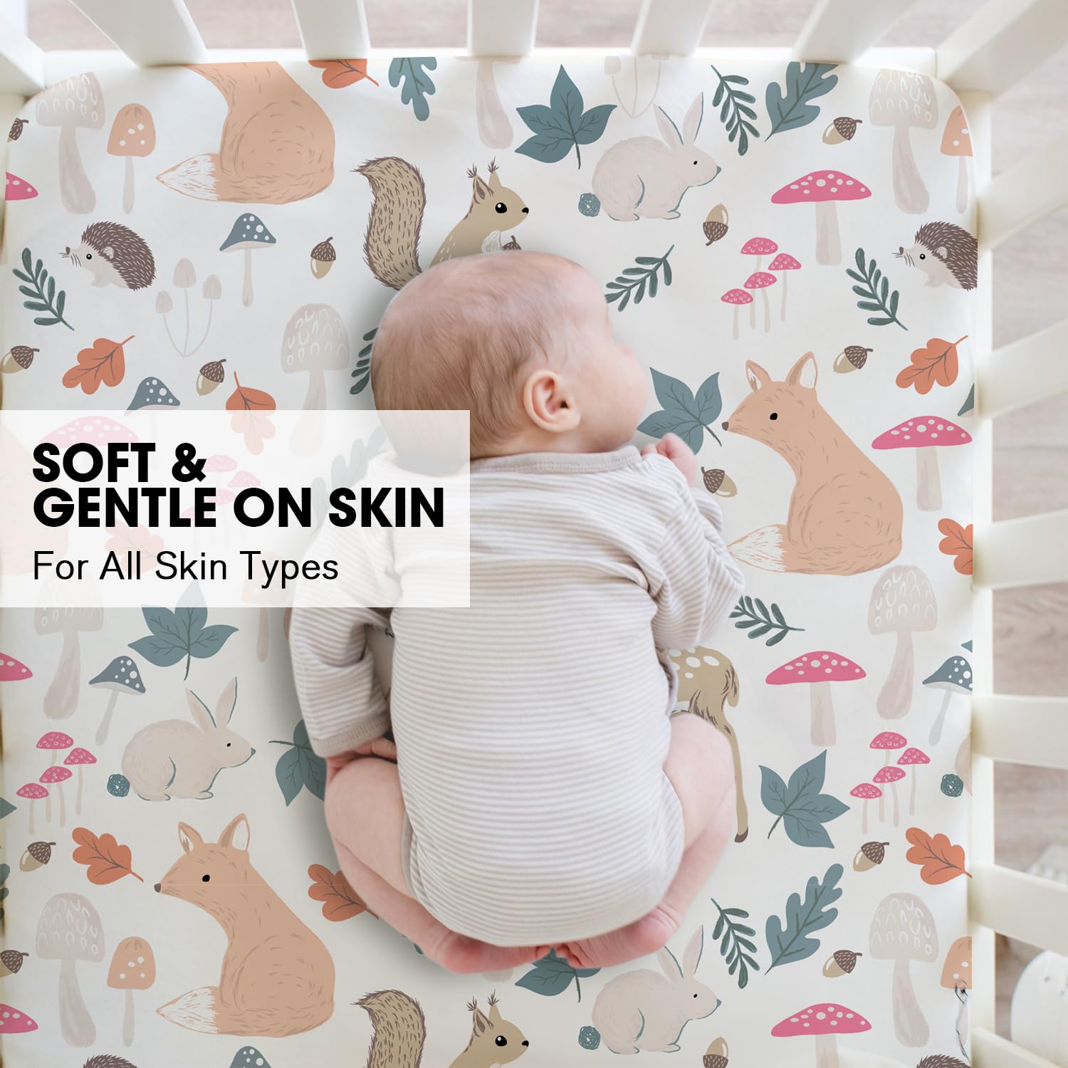 Little Grape Land Cot Sheets for Boys Girls 2 Pack Cot Sheets Fitted Size 60 * 120 * 15cm for Crib and Toddler Mattresses Soft Breathable Microfibre - Image 4