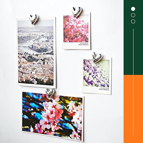 Miniatura 19 de 20 imanes dorados para refrigerador, lindo corazón de amor, imanes decorativos plateados para nevera, juego de imanes de cocina para el hogar