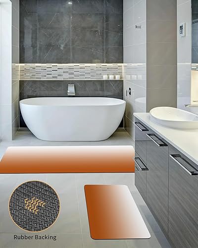 Miniatura 5 de Tapete de baño color naranja degradado para bañera, antideslizante, de secado rápido y absorbente, tierra de diatomeas, fregadero de ducha, lavable,