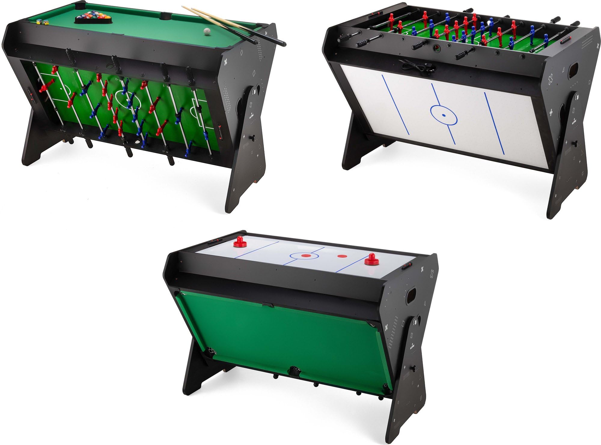 3in1 Spieltisch Kickertisch Tischbillard Airhockey 121x84x85 cm für Kinder und Erwachsene