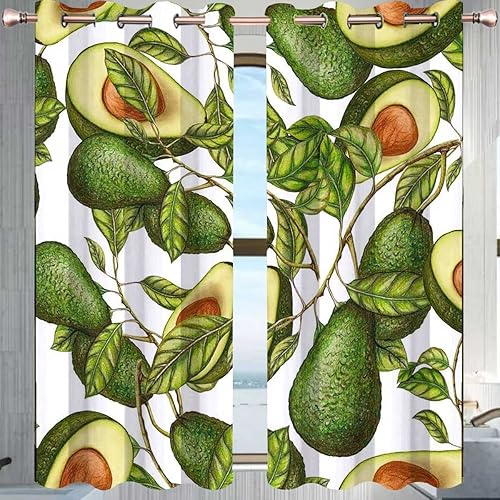 Miniatura 8 de Cortinas de decoración de cascada para sala de estar, 2 paneles de cortinas de ventana verdes y azules para sala de estar de 55 x 72 pulgadas de