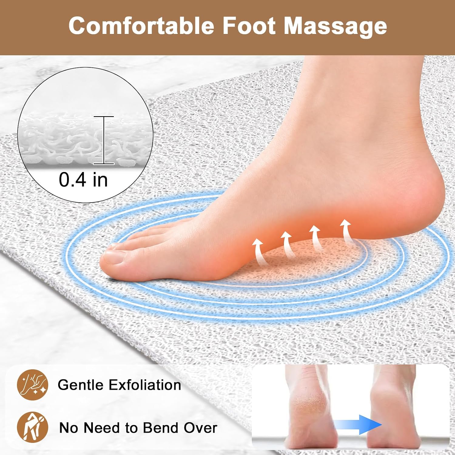 Shower Mat Non Slip,47.2x31.5 Inch Extra Large Shower Mats for Inside Shower, Soft PVC Loofah Shower Mat with Drain Holes, Anti Slip Shower Floor Mat for Textured and Wet Areas