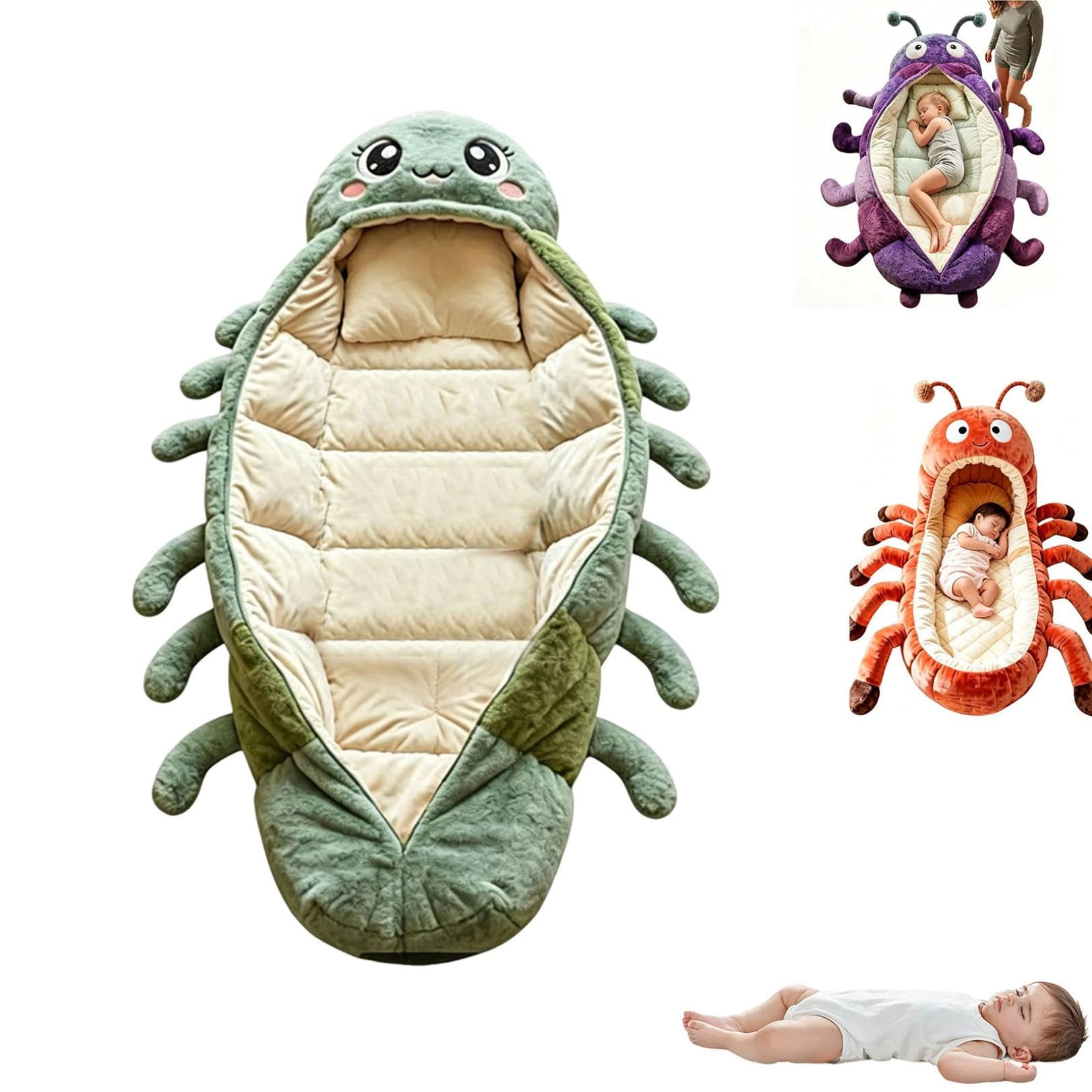 Hugging Caterpillar Sleeping Bags, Plush Cocoon Full-Body Lounger, Animal Sleeping Bag for Adults Kids, Indoor Nap Pod, Cozy Reading Nest, Soft Floor Lounger for Relaxation Travel & Indoor Use — view 9