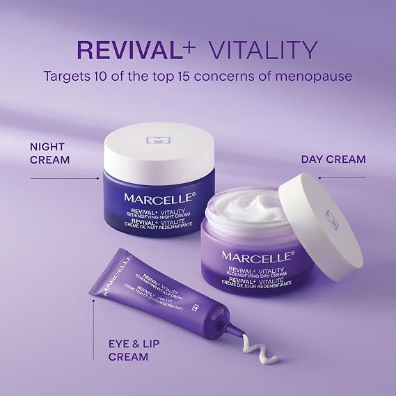 Marcelle Revival+ Vitality Redensifying Day Cream, for Menopausal Skin | With Vitamin D, Hyaluronic Acid and Urea, Hypoallergenic, Fragrance-Free, Paraben-Free, Clean, Cruelty-Free, 50 mL