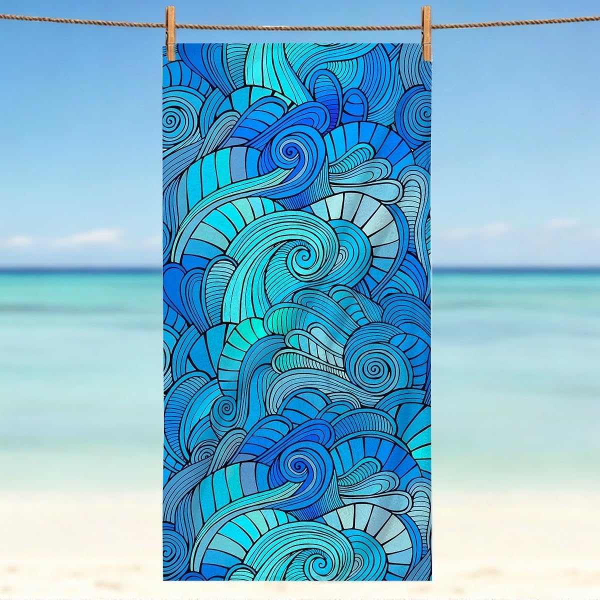 YZQGLHP Bohemian Microfibre Beach Towel Abstract Beach Bath Towel Quick Drying, Lightweight, Sand-Free, Durable, for Pool, Gym, Camping, Travel Towel 70x130cm