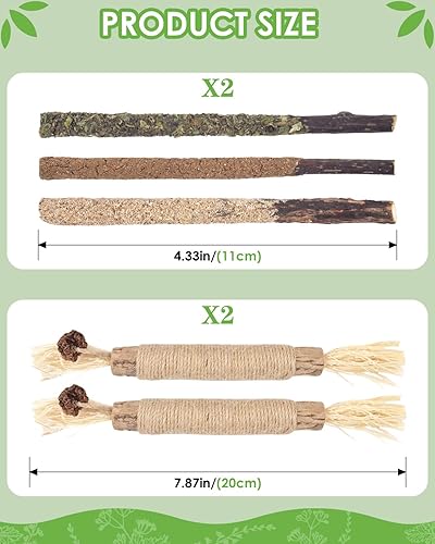 Miniatura 5 de Silvervine - Palitos para gatos, juguetes masticables de hierba gatera natural para limpieza de dientes de gatitos, cuidado dental Matatabi, aumenta