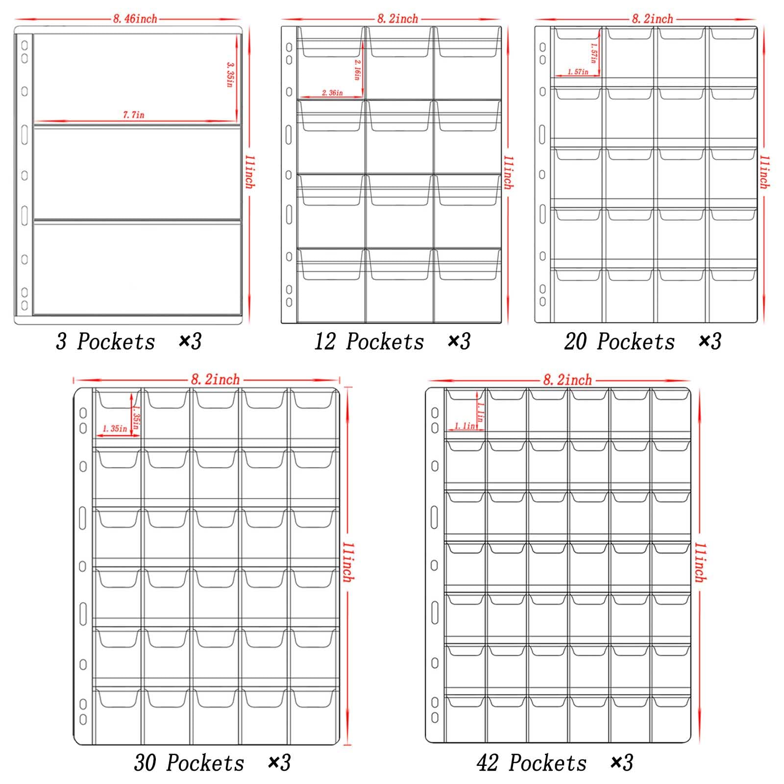 321 Taschen Münzsammelalbum Buch für Sammler, 312 Taschen Münzen Sammelalbum und 9 Hüllen Papiergeld Münzen Sammelalbum für Münzen, Währung, Sammelbedarf, Briefmarke, Rechnung