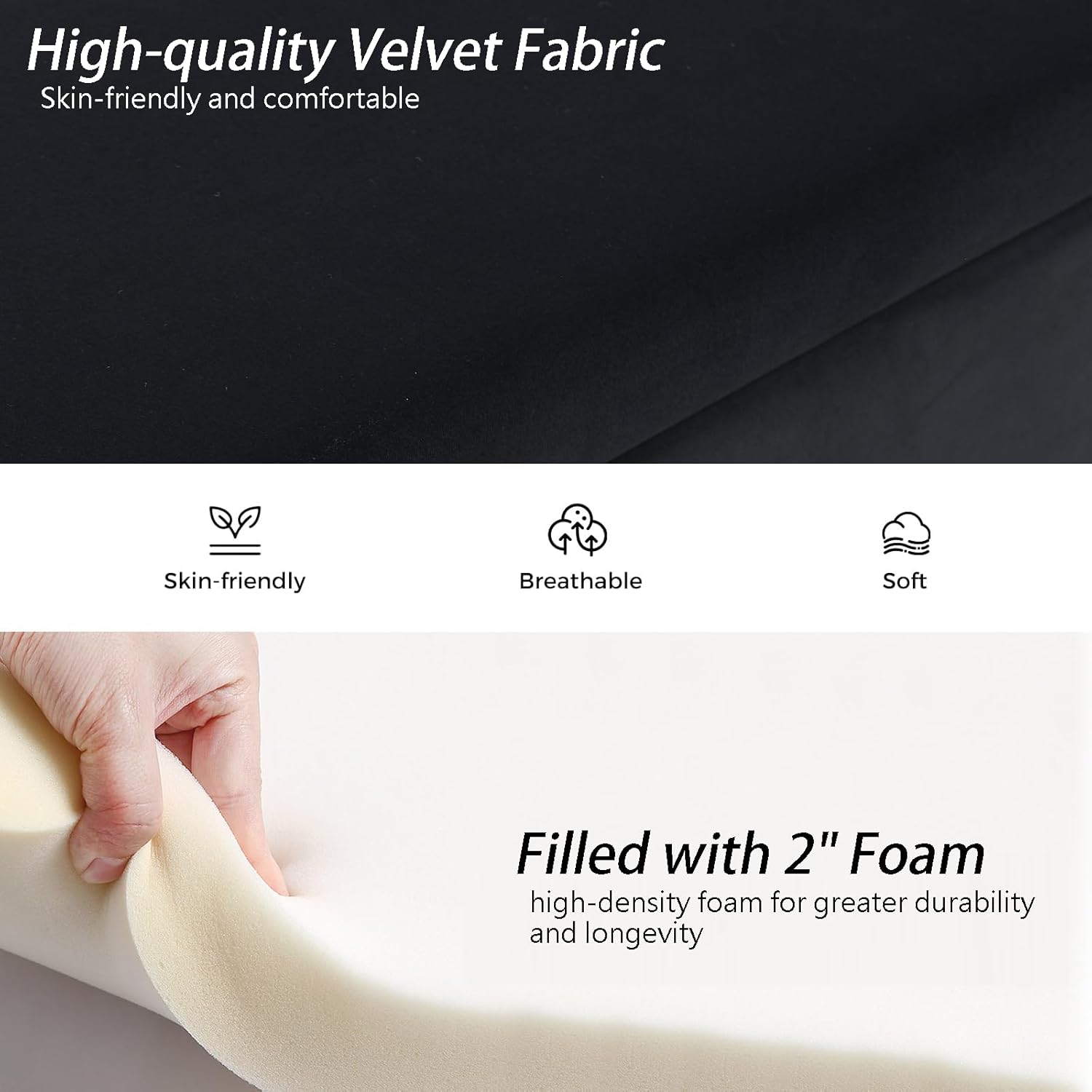 Velvet Storage Bench for Bedroom, 57" Long Bench for King Size Bed, Modern Upholstered End of Bed Ottoman Bench with Arms and Gold Legs for Entryway Living Room (Black) Velvet-black