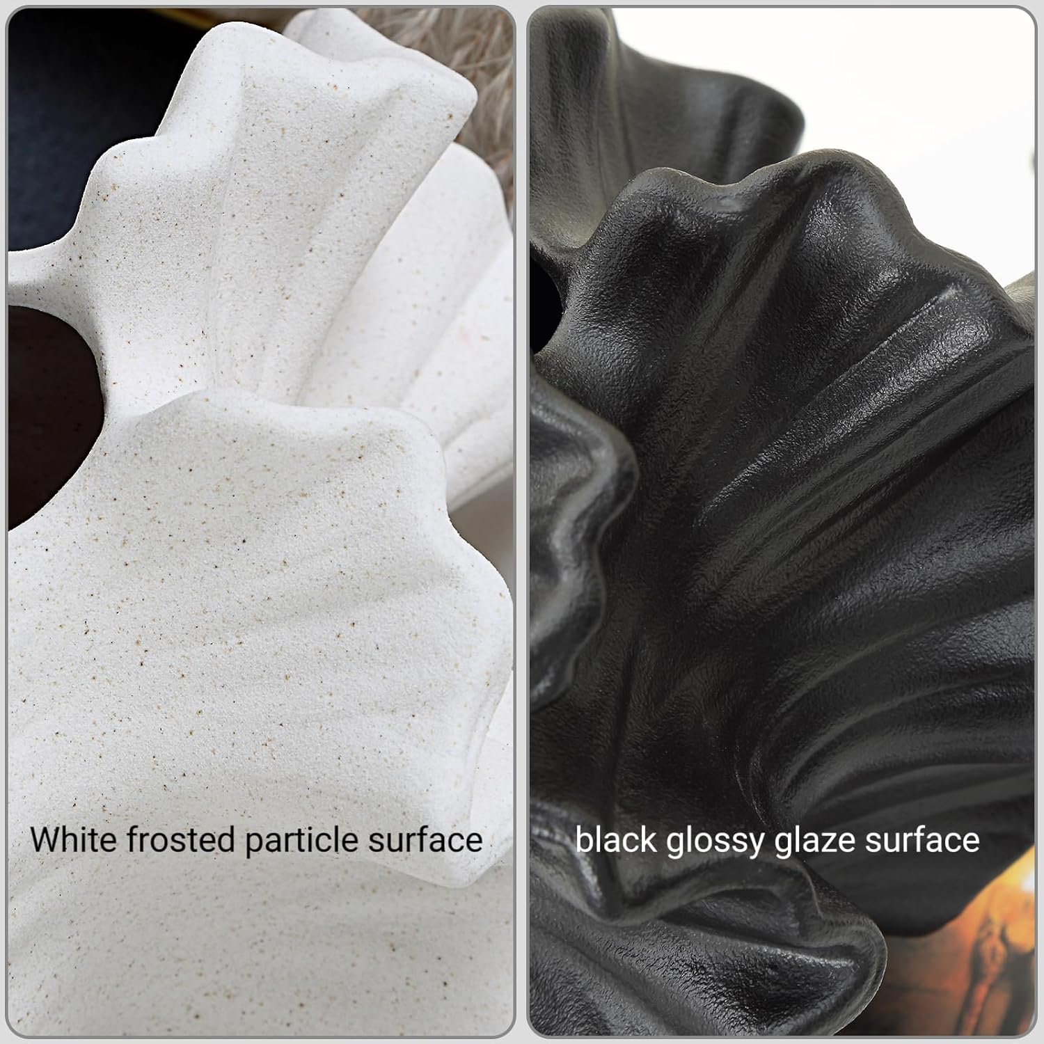 BUICCE Off White Ceramic Coral Vase for Pampas Grass Decor Modern Decorative Dandelion Vase for Flower Home Office Living Room Table Centerpieces.